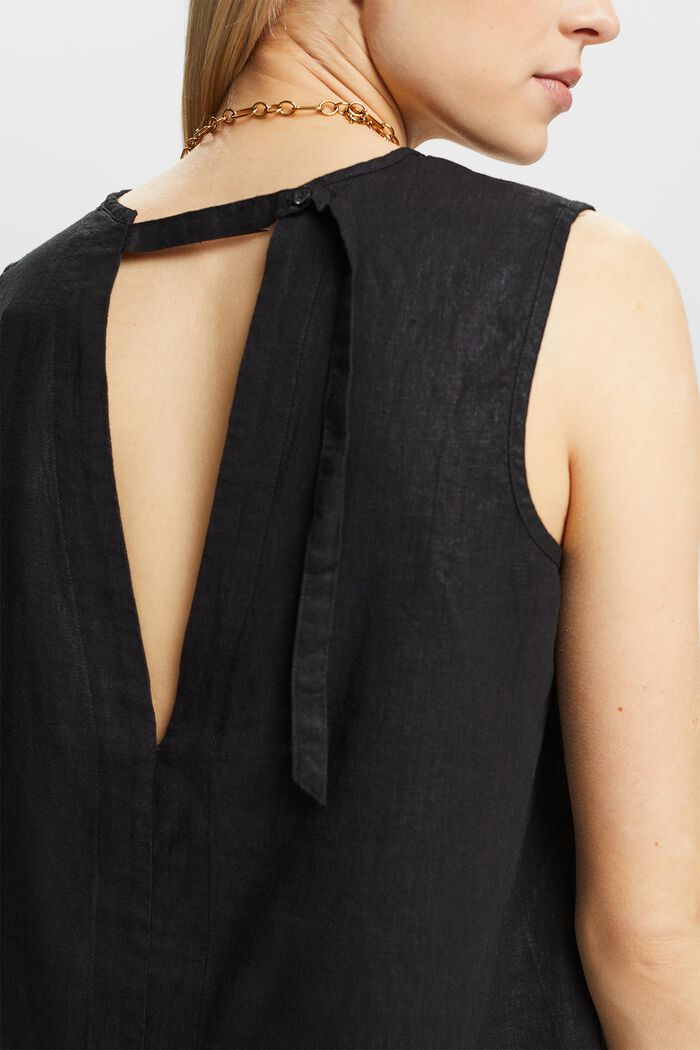 Bluse i hørmiks med åben ryg, BLACK, detail image number 3