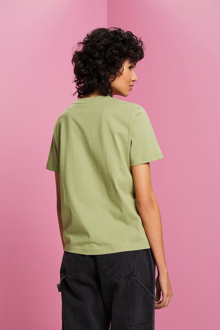 Bomulds-T-shirt med blomsterprint, PISTACHIO GREEN, detail image number 3