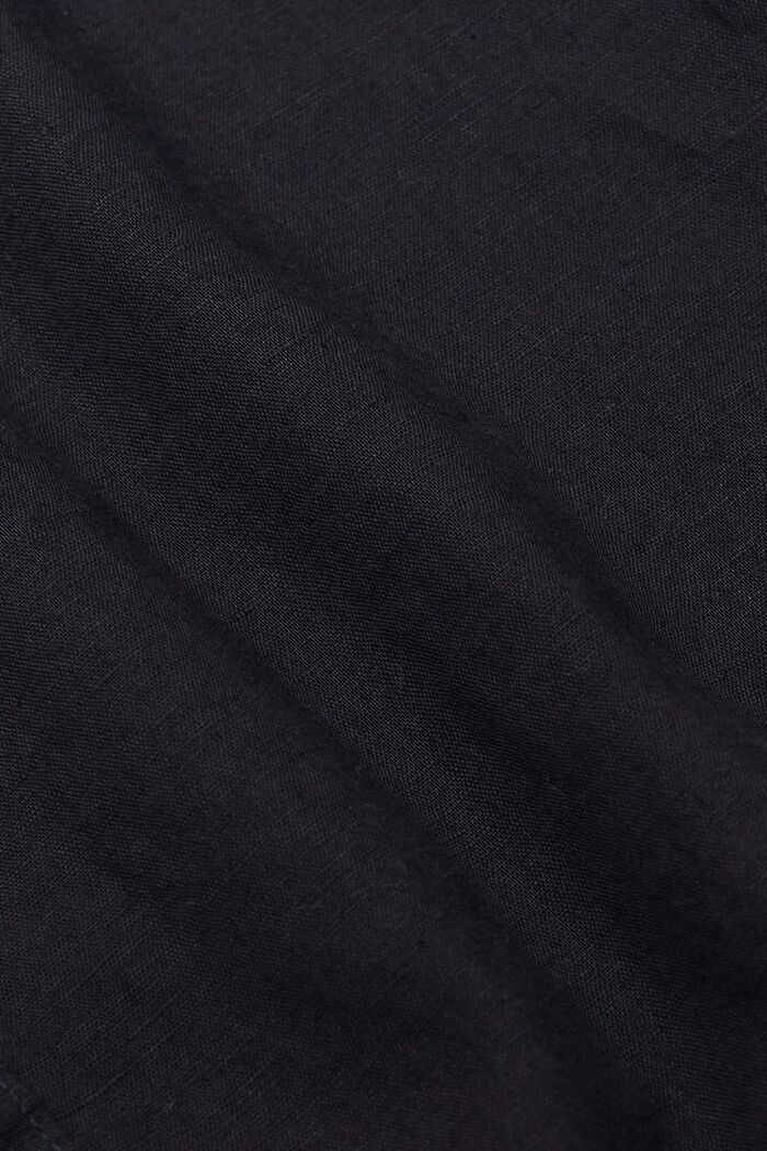 Kortærmet skjorte i hør- og bomuldsmiks, BLACK, detail image number 4