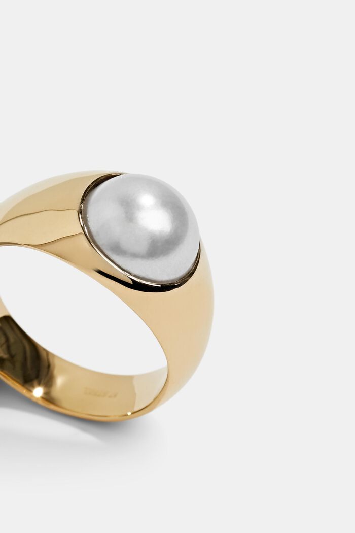 Ring med perle, rustfrit stål, GOLD, detail image number 1