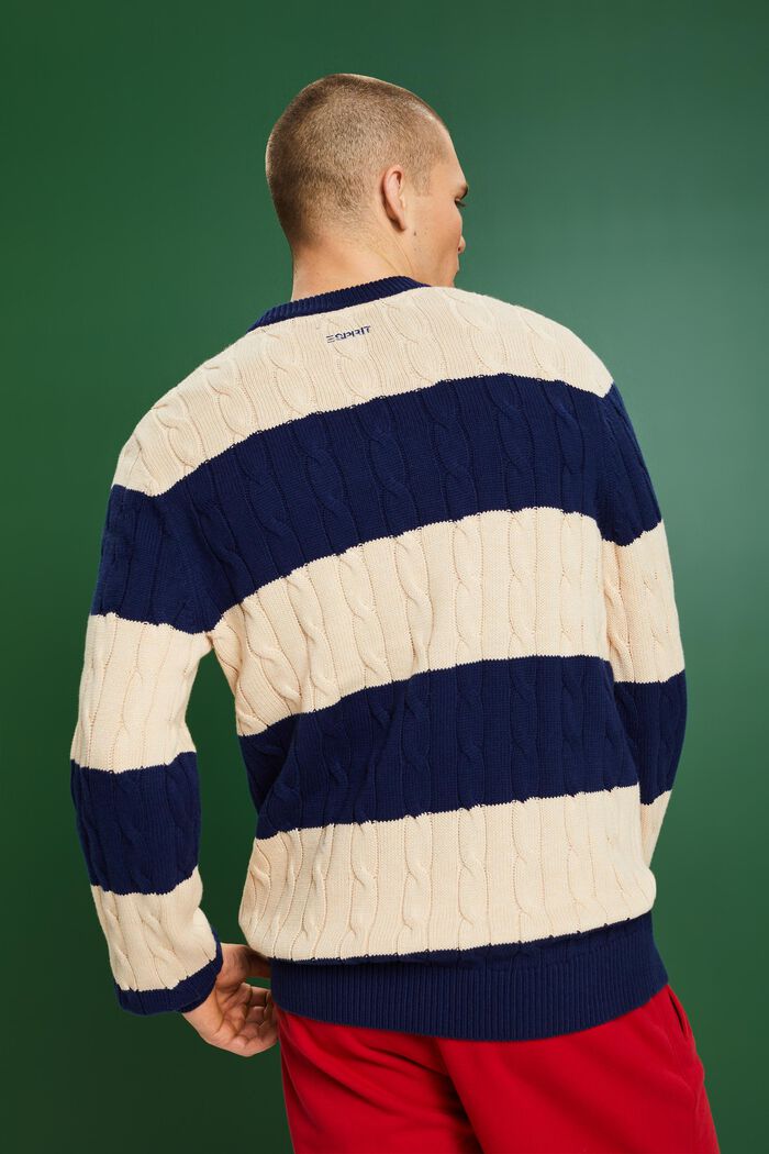 Stribet sweater i kabelstrik, SAND, detail image number 2