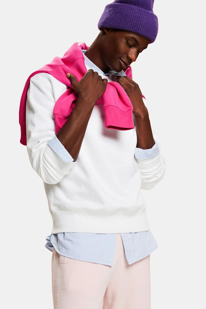 Unisex sweatshirt i fleece med logo, WHITE, detail image number 0