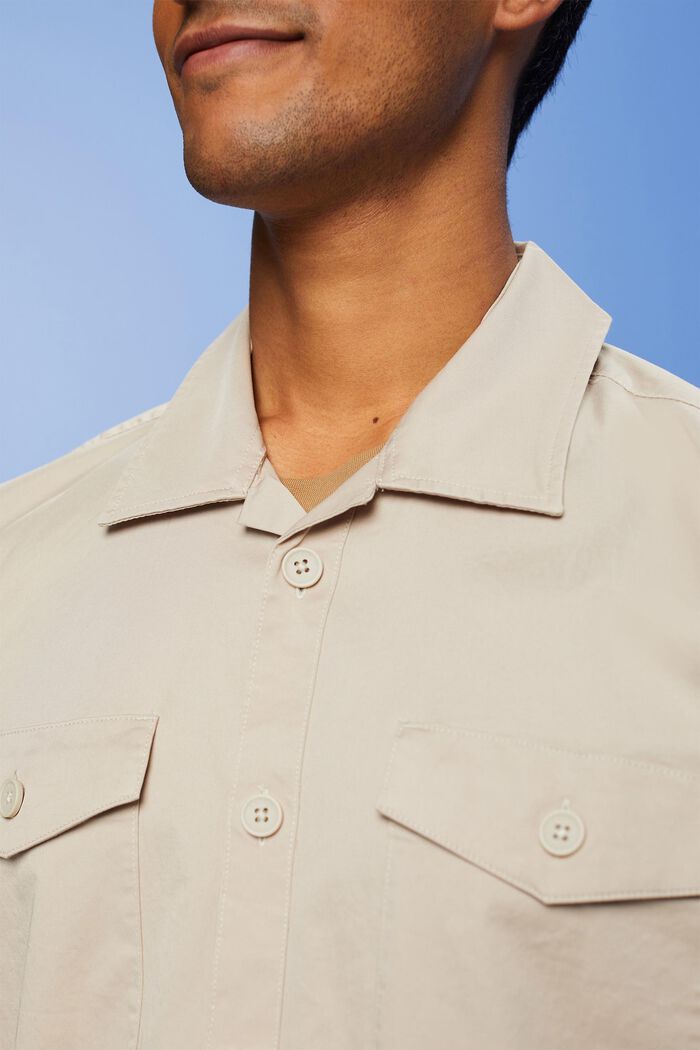 Bomuldsskjorte med to brystlommer, LIGHT TAUPE, detail image number 2