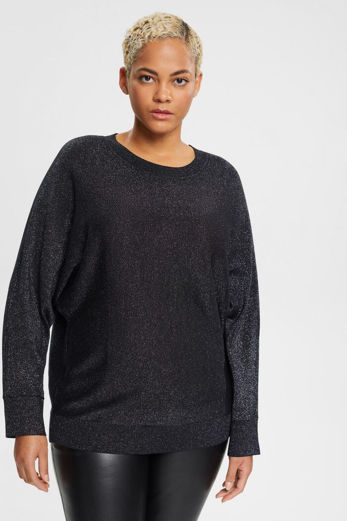 CURVY sweater med glimmereffekt, BLACK, detail image number 0