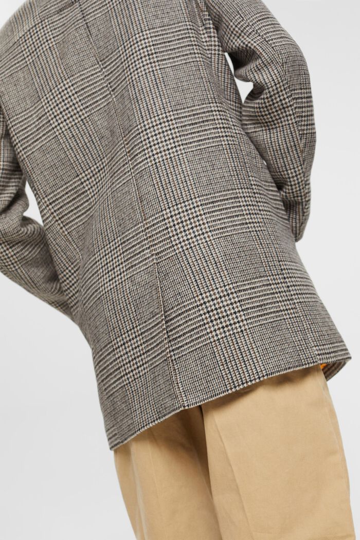 Frakke i uldmiks med glencheck-mønster, GREY, detail image number 2
