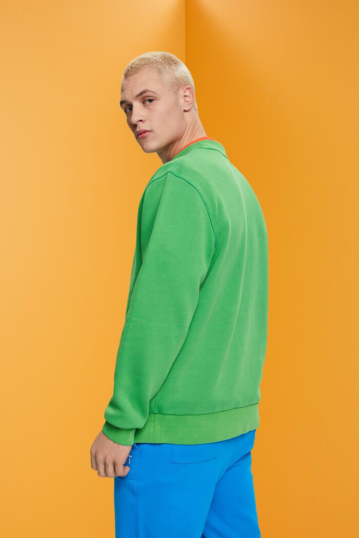 Ensfarvet sweatshirt i regular fit, GREEN, detail image number 3
