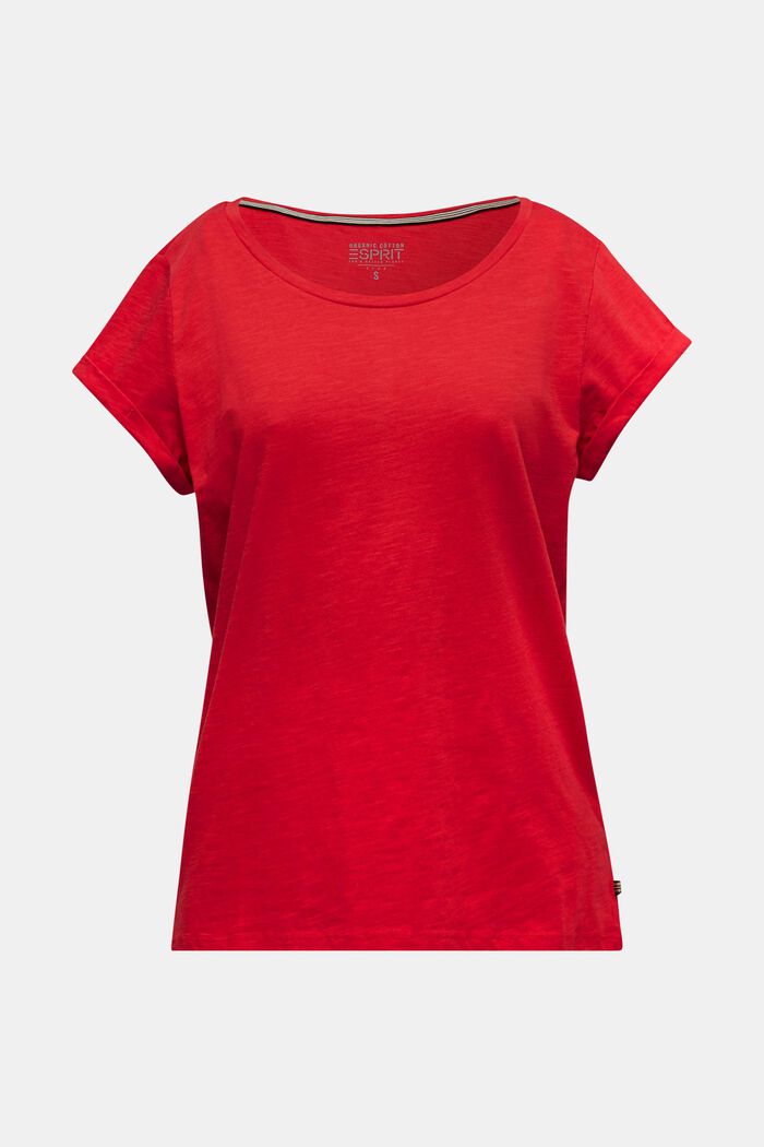 Luftig slubshirt, 100% bomuld, DARK RED, detail image number 0