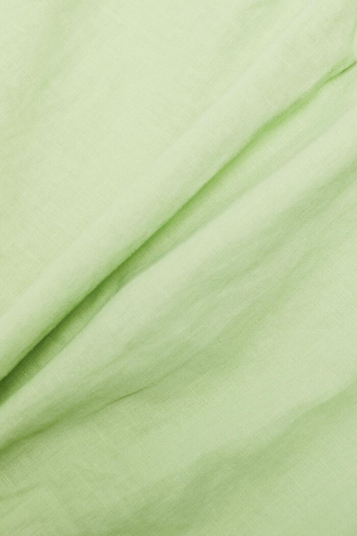 Ærmeløs bluse med smock i hør/bomuld, LIGHT GREEN, detail image number 5