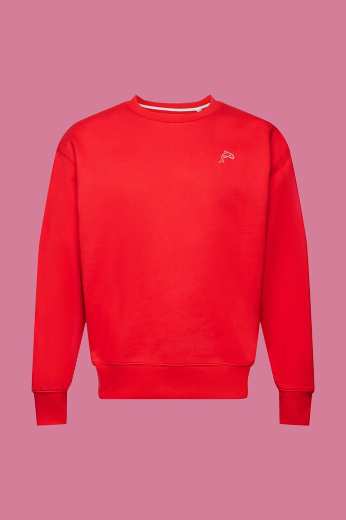 Sweatshirt med lille delfinprint, ORANGE RED, detail image number 6
