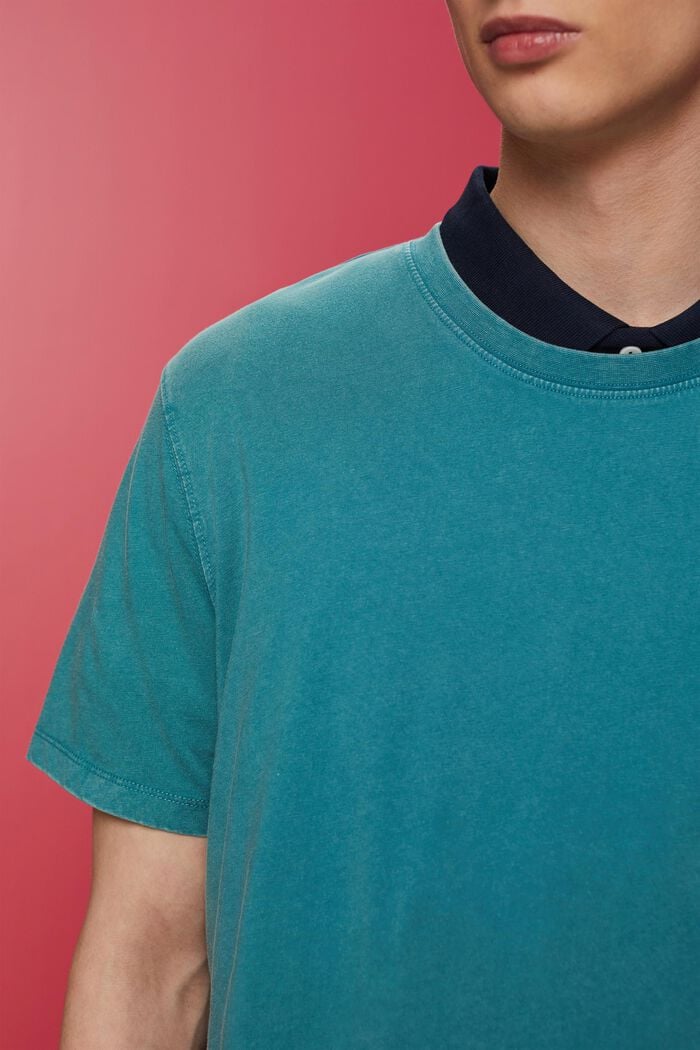 Garment-dyed T-shirt i jersey, 100 % bomuld, TEAL BLUE, detail image number 2