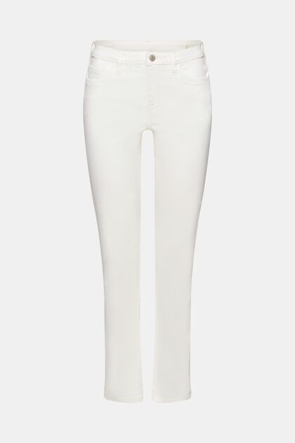 Jeans med mellemhøj talje og lige ben, OFF WHITE, overview