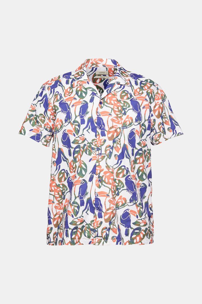 Kortærmet skjorte med tropisk print, 100% bomuld