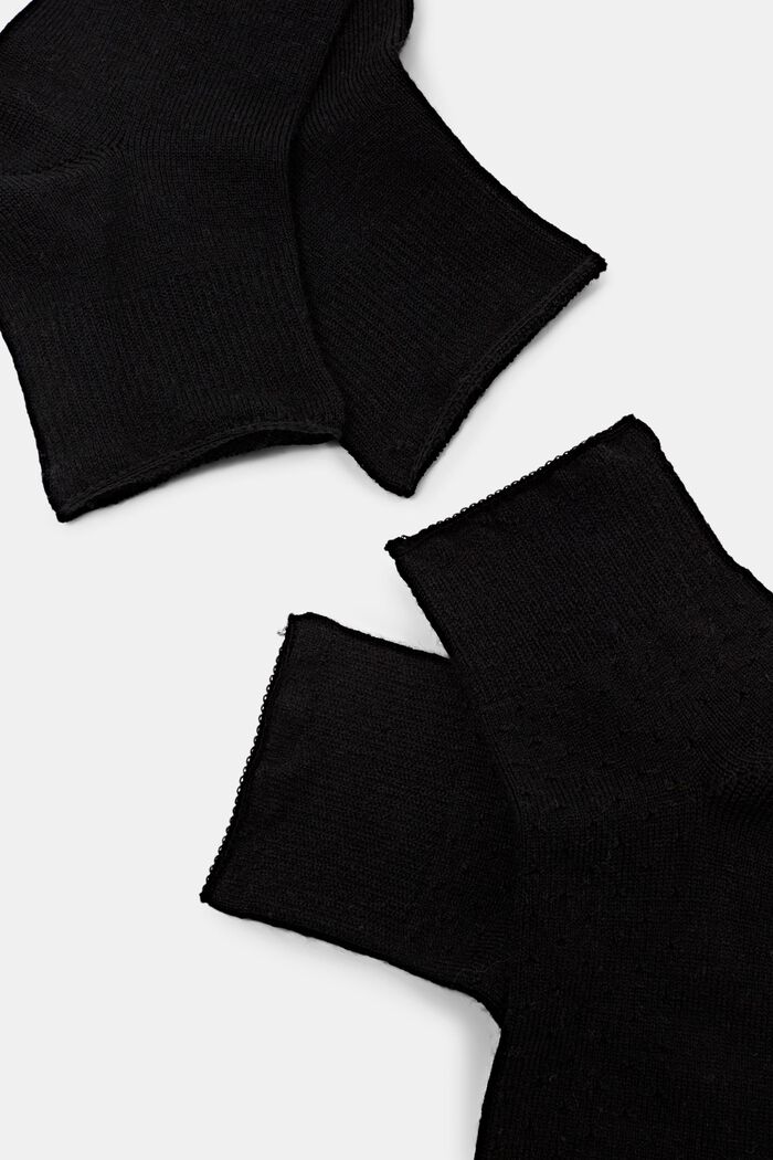 Pakke med 2 par sokker med blondemønster, uldmiks, BLACK, detail image number 1