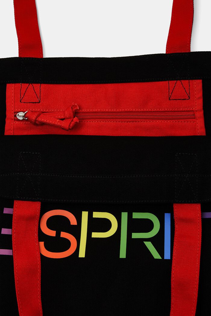 Shoppingtaske i canvas med logo, BLACK, detail image number 1