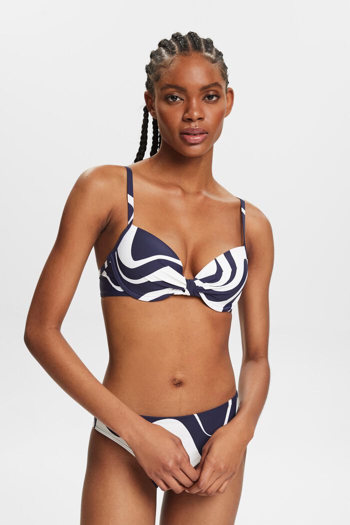 Polstret bikinitop med bøjle og print, NAVY, detail image number 0