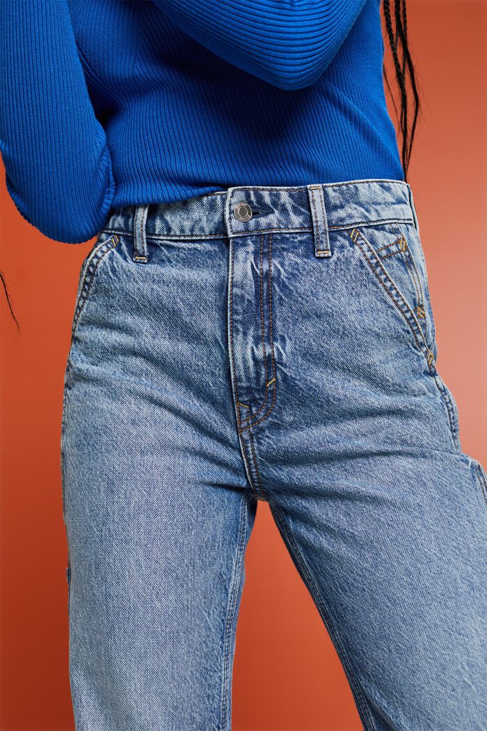 Lige jeans med høj talje, BLUE LIGHT WASHED, detail image number 4