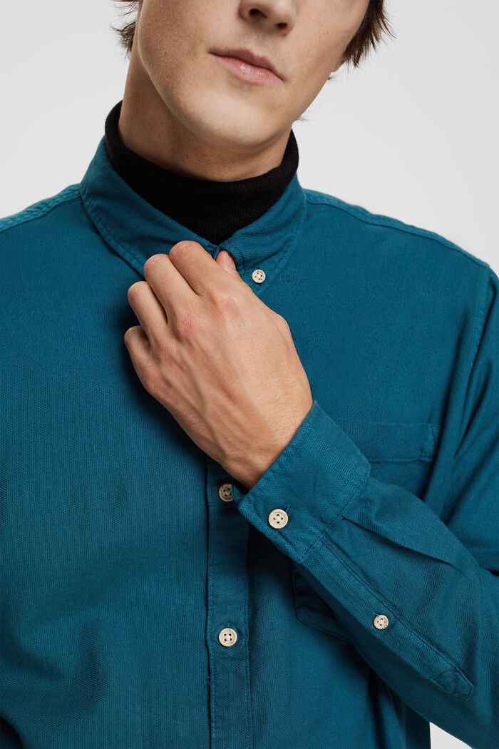 Button down-skjorte i bomuld, DARK TURQUOISE, detail image number 2