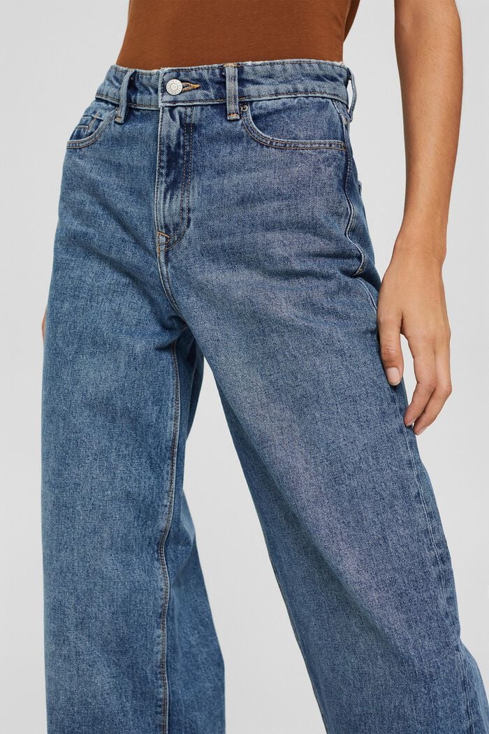 Jeans med vidde i benene, 100% økologisk bomuld, BLUE MEDIUM WASHED, detail image number 2