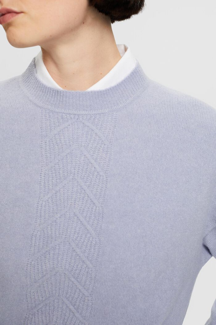 Striksweater med rund hals, LIGHT BLUE LAVENDER, detail image number 2