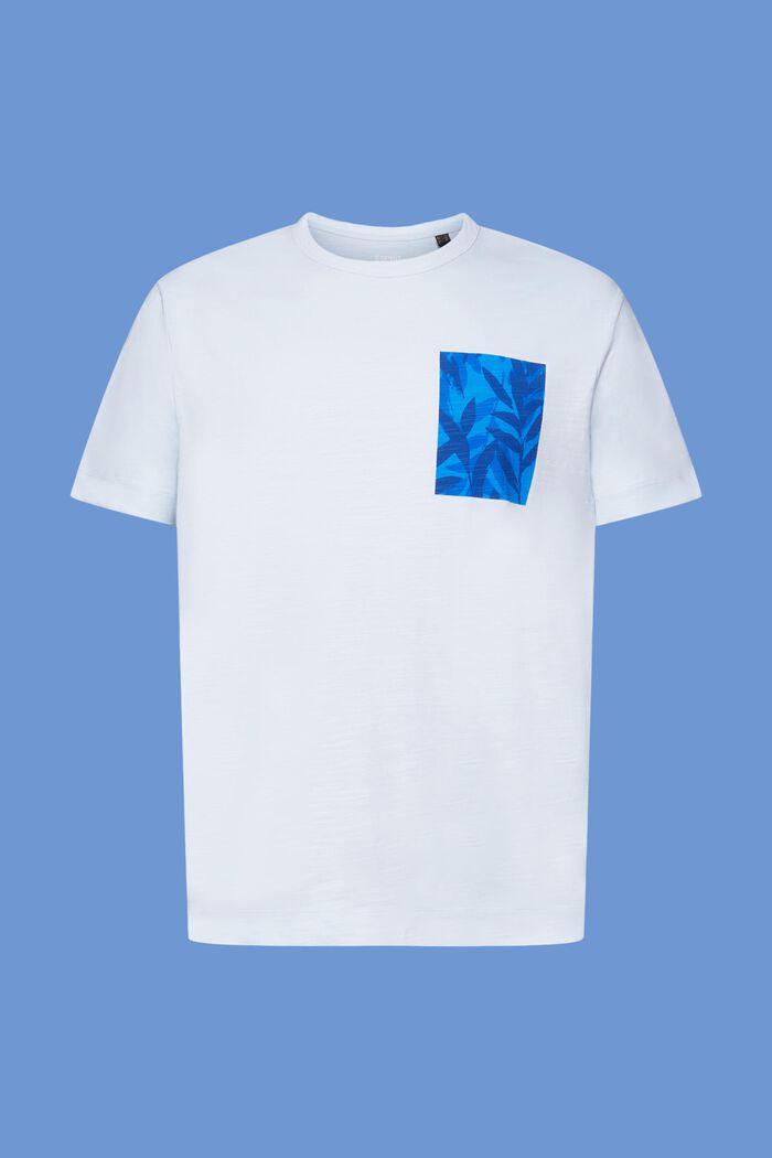 Jersey-T-shirt med print på brystet, 100 % bomuld, PASTEL BLUE, detail image number 6
