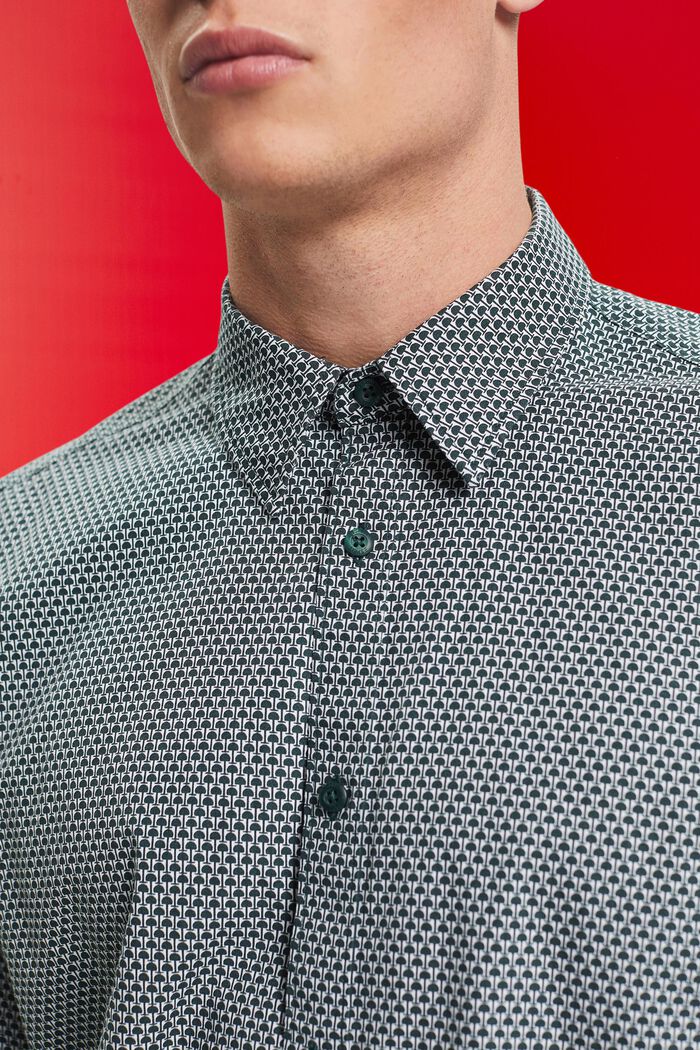 Skjorte i slim fit med allover-mønster, DARK TEAL GREEN, detail image number 2