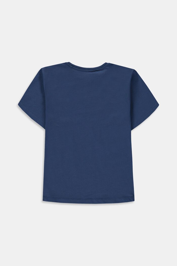 Bomulds-T-shirt med positivt print på brystet, BLUE, detail image number 1