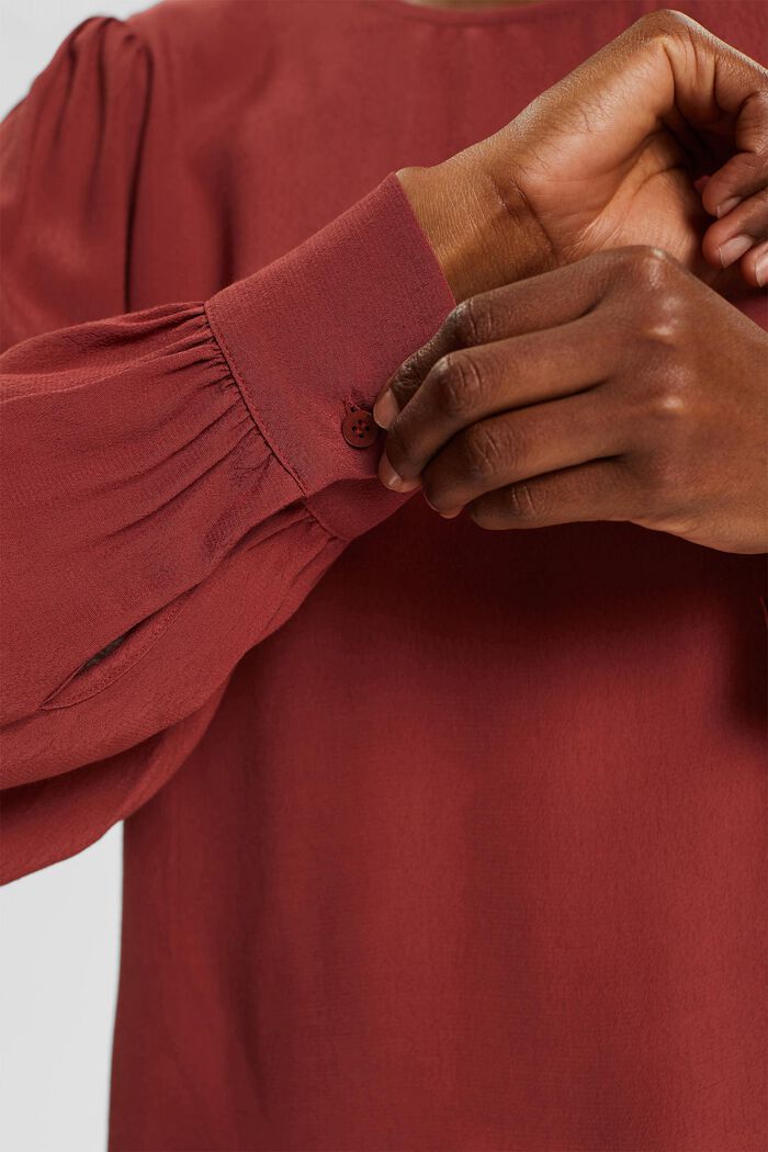 Ensfarvet bluse, TERRACOTTA, detail image number 2