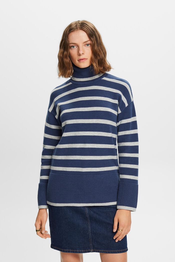 Sweater med rullekrave, GREY BLUE, detail image number 0