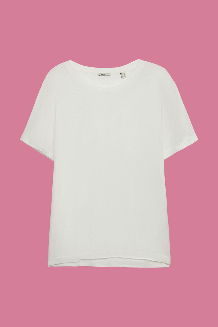 CURVY T-shirt i hør-/bomuldsmiks, OFF WHITE, detail image number 0