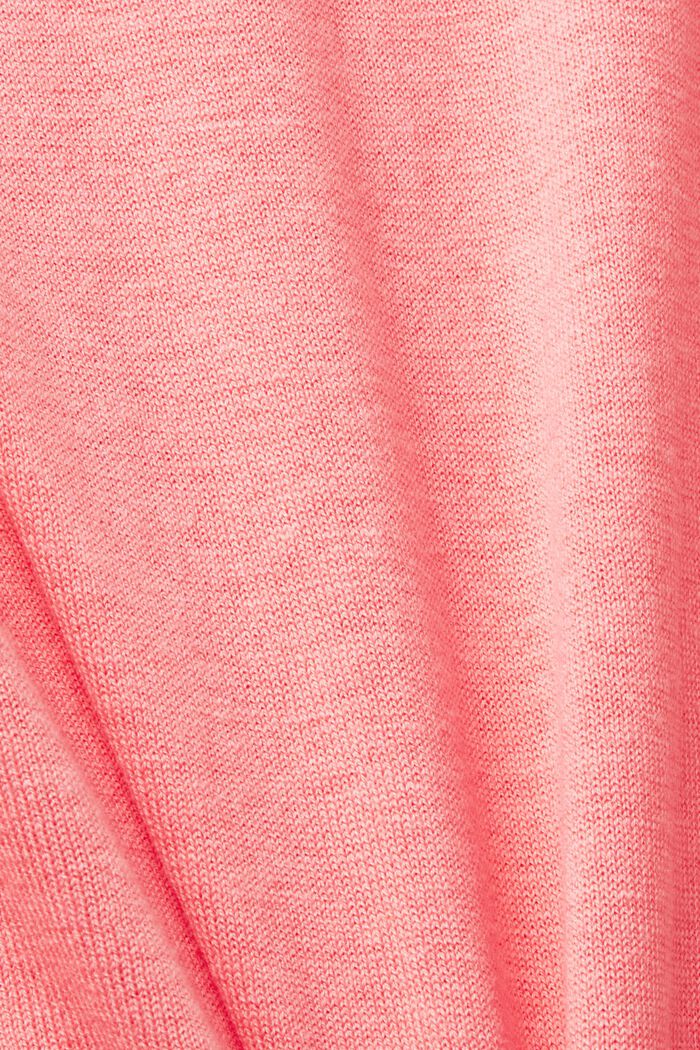 Sweater med cropped ærmer og hør, PINK, detail image number 4
