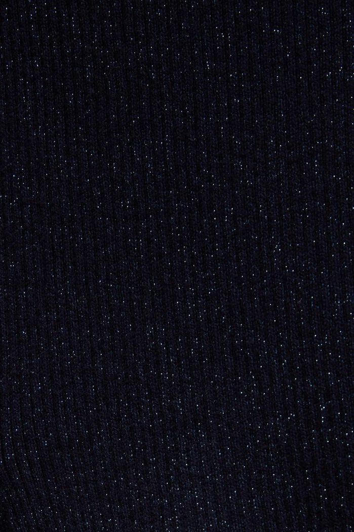 Metallic ribbet midi-nederdel med snoet linning, NAVY, detail image number 4