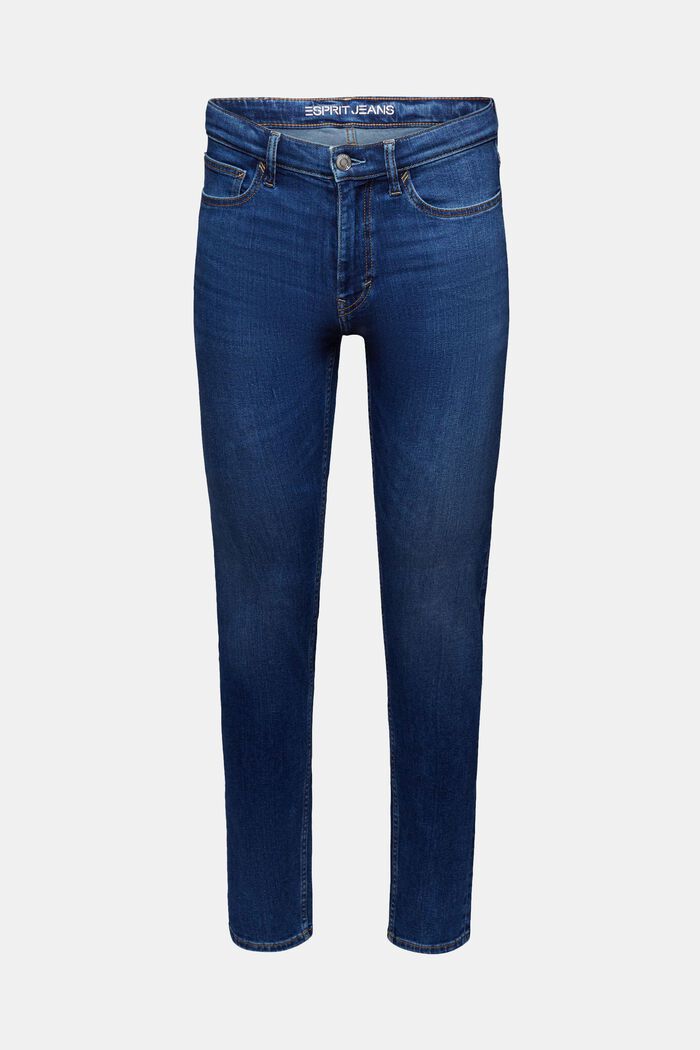 Slim jeans med tapered ben, BLUE MEDIUM WASHED, detail image number 6