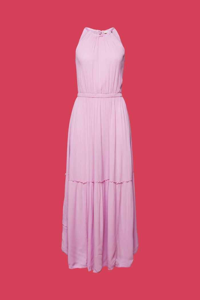 Maxi-kjole i krøllet georgette med halterneck, VIOLET, detail image number 5