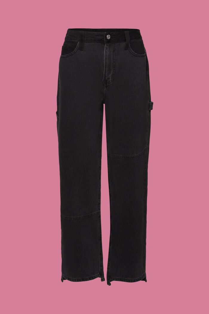 Jeans med vide ben og asymmetrisk kant, BLACK MEDIUM WASHED, detail image number 7
