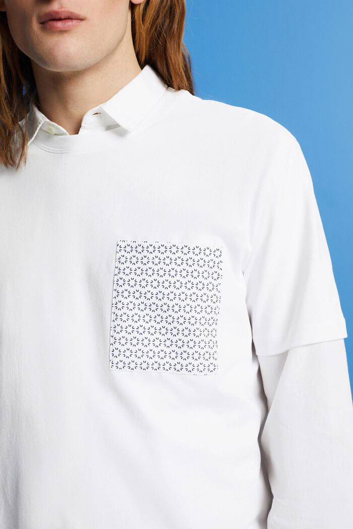 T-shirt i bæredygtig bomuld med brystlomme, WHITE, detail image number 2