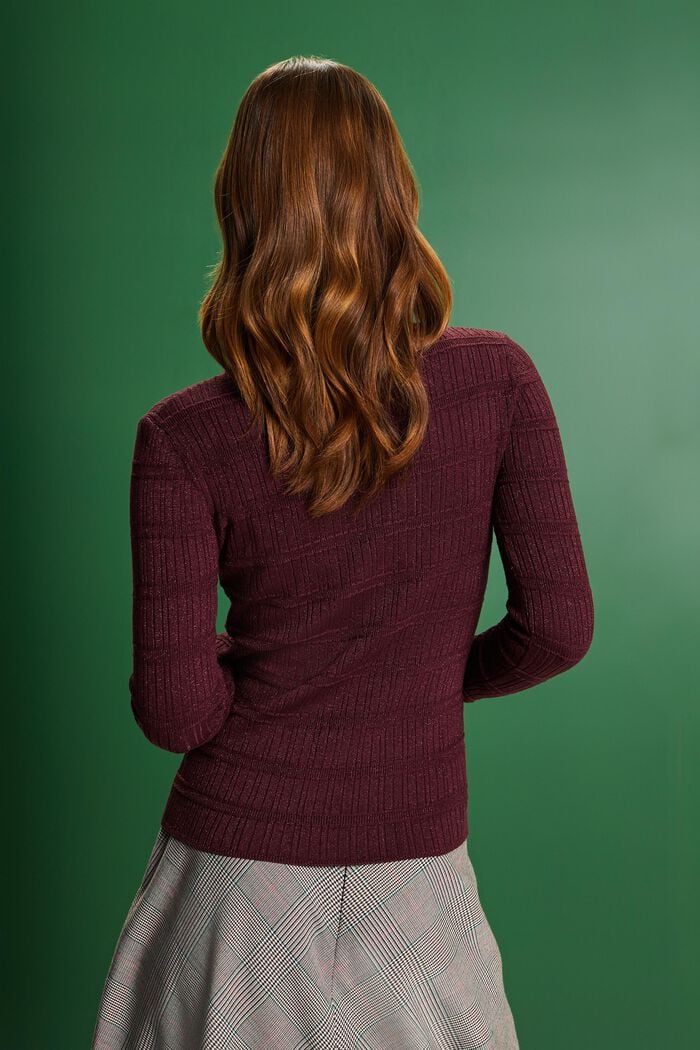 Sweater med høj hals og glimmer, LENZING™ ECOVERO™, BORDEAUX RED, detail image number 2