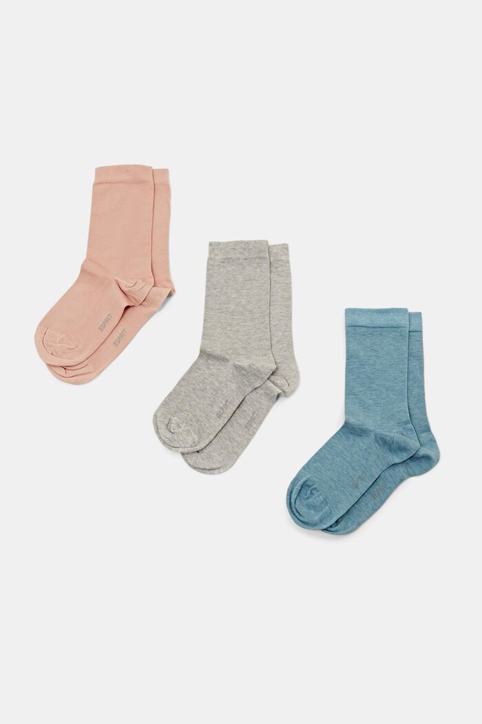 Pakke med 3 par sokker, økologisk bomuld, BLUE/GREY, detail image number 0