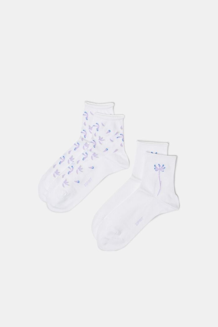 Pakke med 2 par strikkede sokker med print, WHITE, detail image number 0