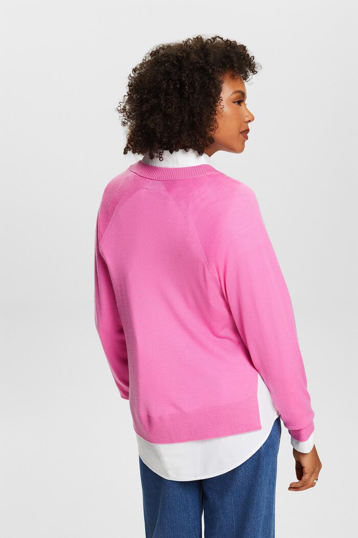 Sweater i kashmir med V-hals, PINK FUCHSIA, detail image number 2