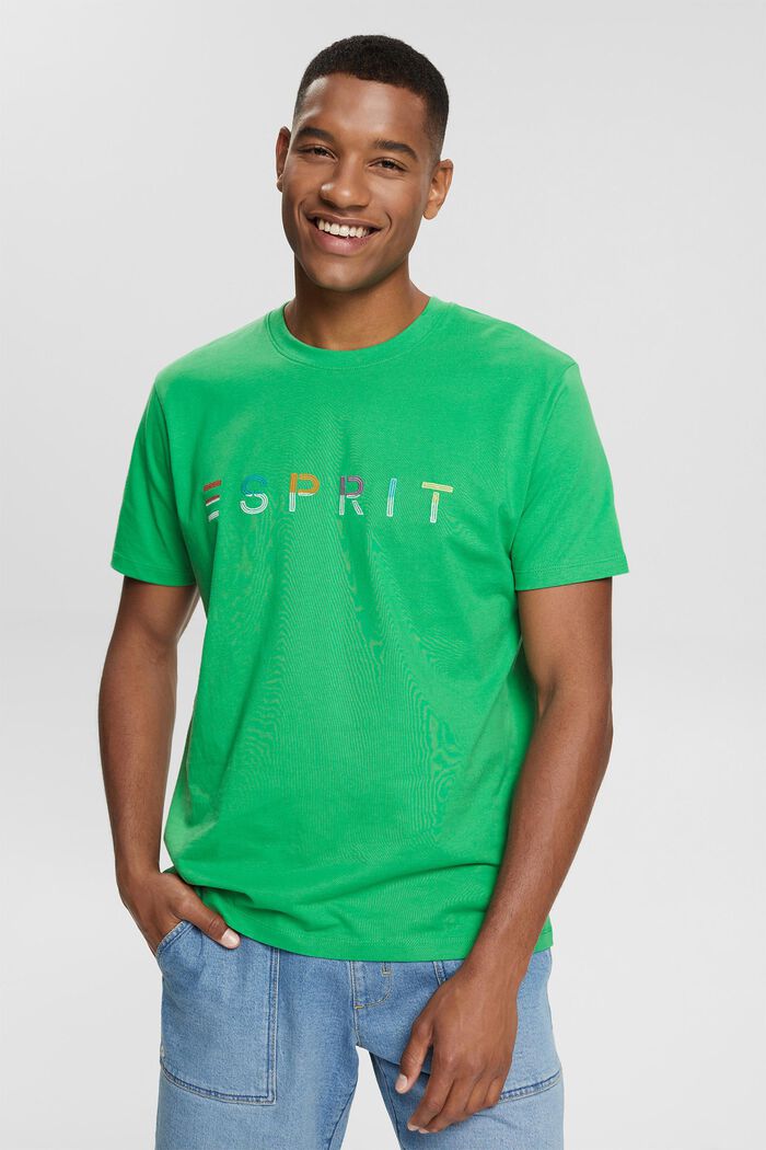 T-shirt i jersey med broderet logo, GREEN, detail image number 0