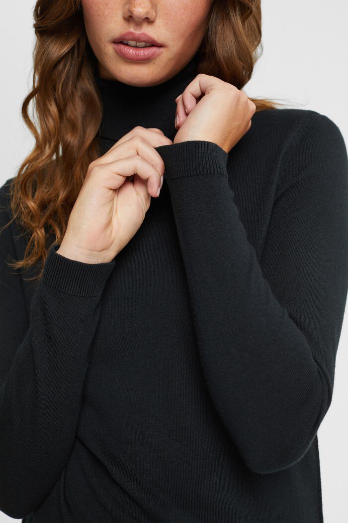 Sweater med rullekrave, BLACK, detail image number 0