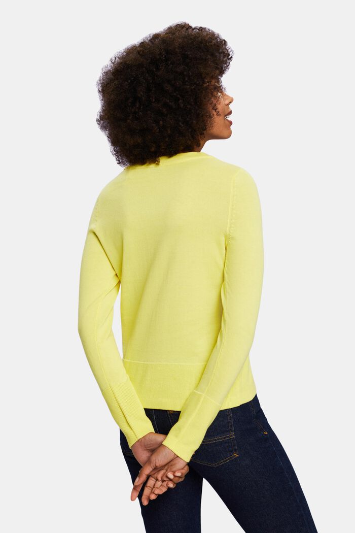 Sweater i bomuld med rund hals, PASTEL YELLOW, detail image number 3