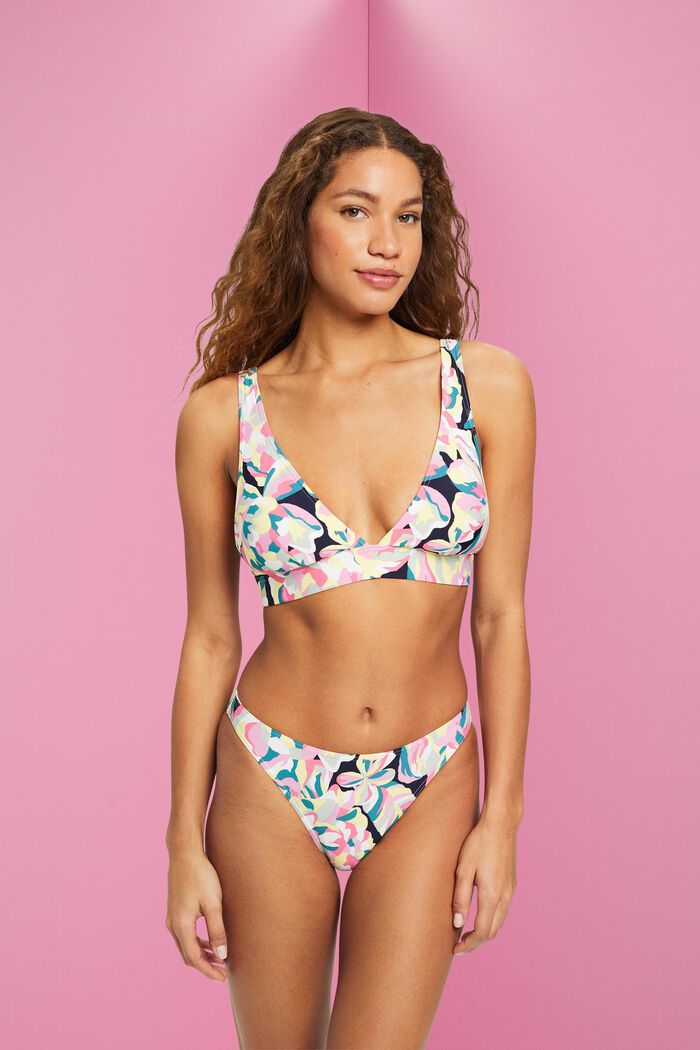 Polstret bikinitop med blomsterprint, NAVY, detail image number 1