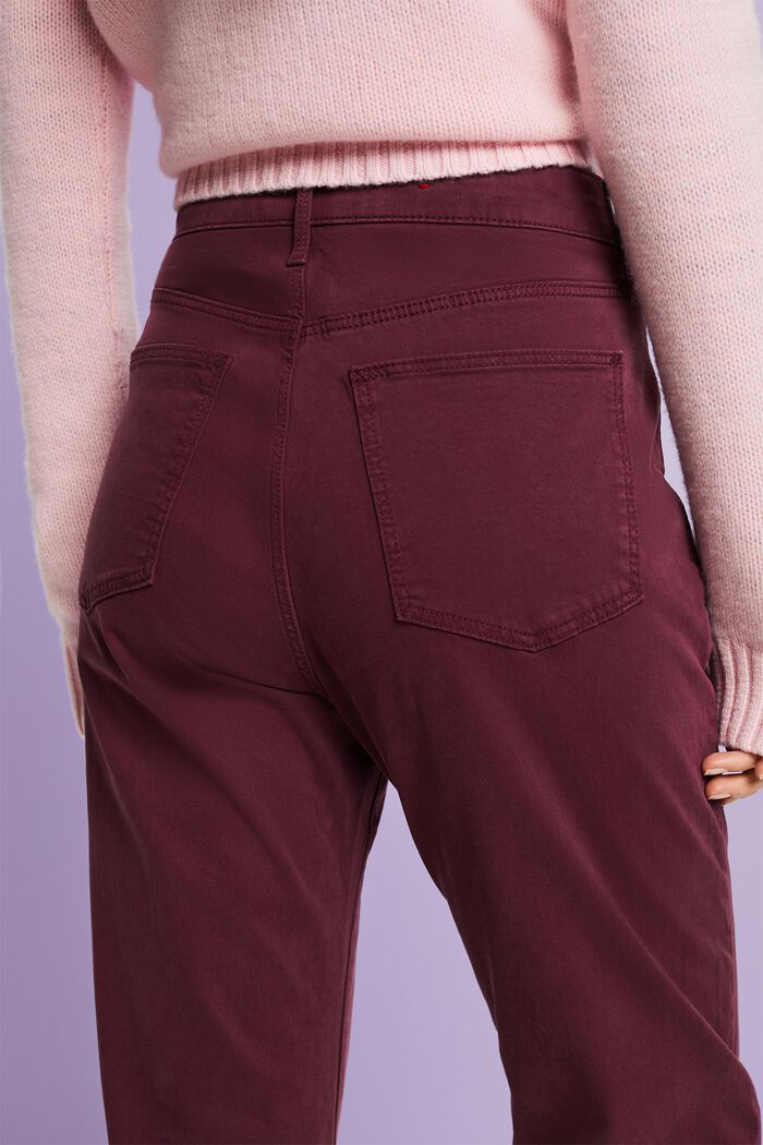 Twill-bukser i slim fit, BORDEAUX RED, detail image number 4