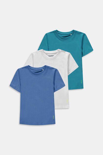 Pakke med 3 T-shirts i bomuld, LIGHT BLUE, overview