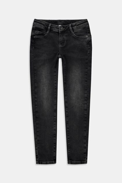 Skinny fit-jeans med justerbar linning, GREY MEDIUM WASHED, overview