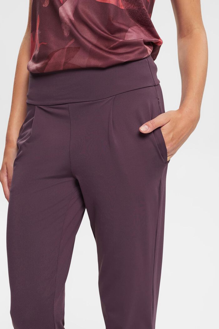 Cropped joggers i jersey med E-DRY, AUBERGINE, detail image number 0