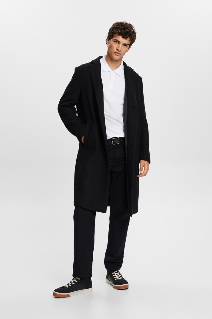 Frakke i uldmiks med aftagelig hætte, BLACK, detail image number 2
