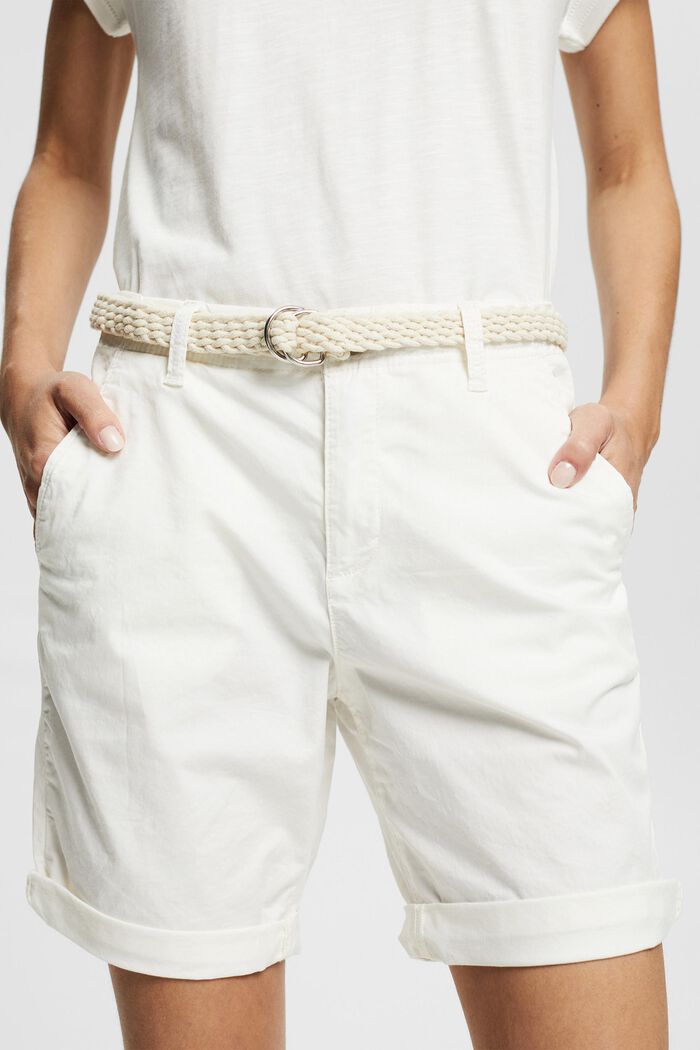 Shorts med vævet bælte, WHITE, detail image number 2