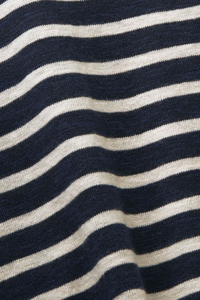 Stribet sweater i bomuld og hør, NAVY, detail image number 4